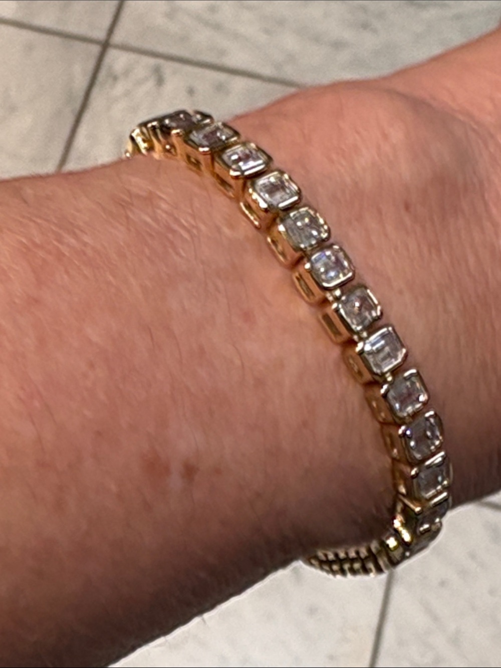 Gold Tennis Bracelet with Clear Stones - Women Jewelry